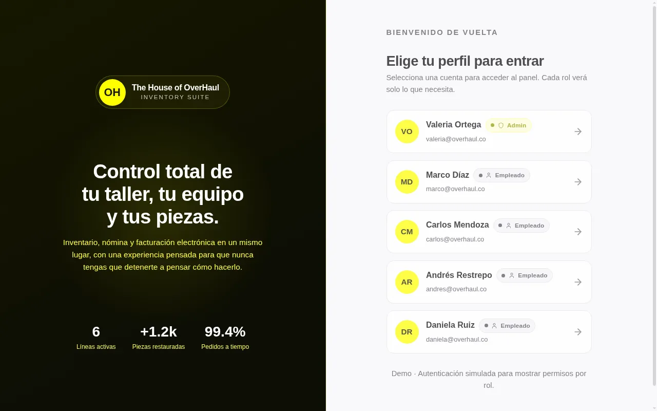 Captura de pantalla del Sistema de inventario